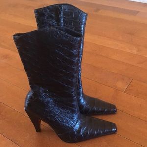 Rare Dolce Vita Black crocodile embossed boots.